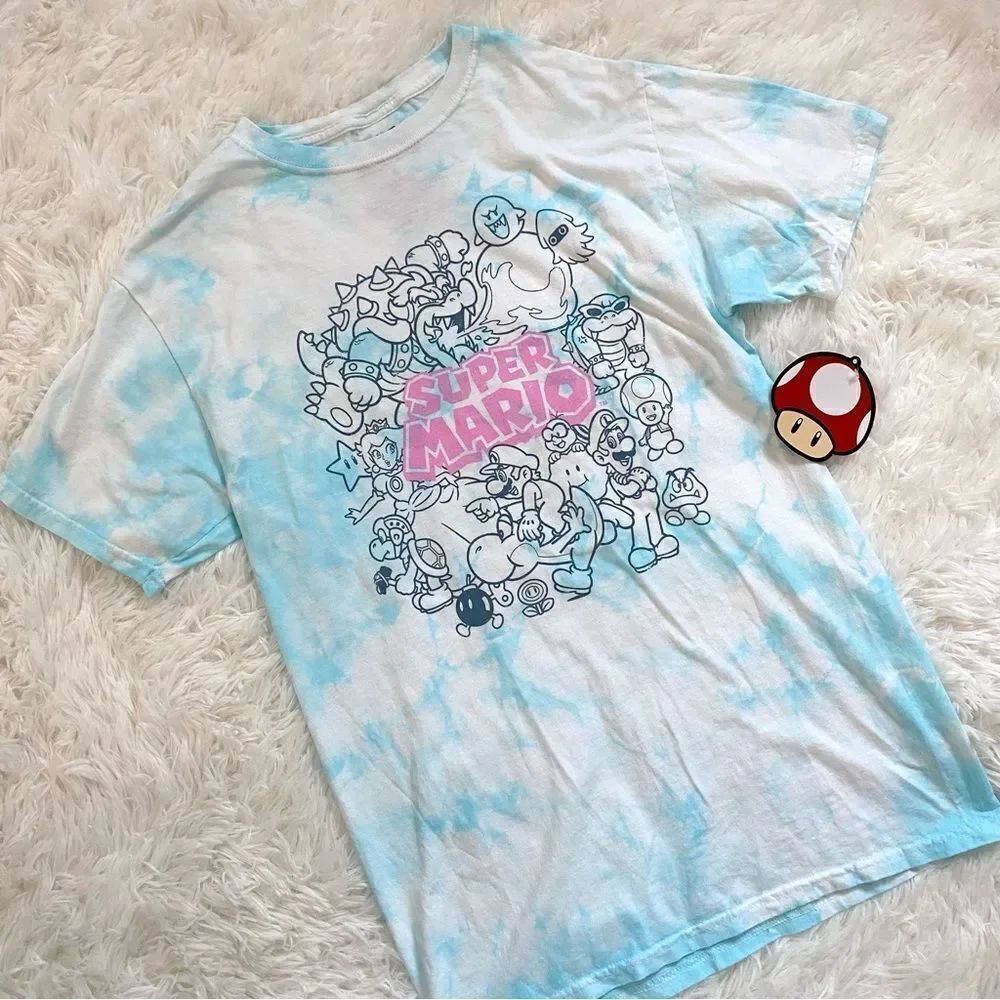 Super Mario Bros Tie Dye Short Sleeve T-Shirt